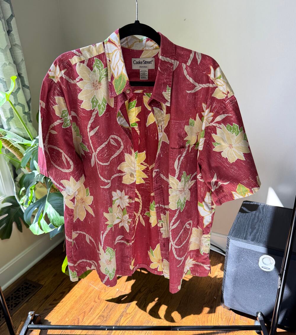 Cooke Street Honolulu Hawaiian Shirt Mens 2XL Red Floral Aloha Made in USA